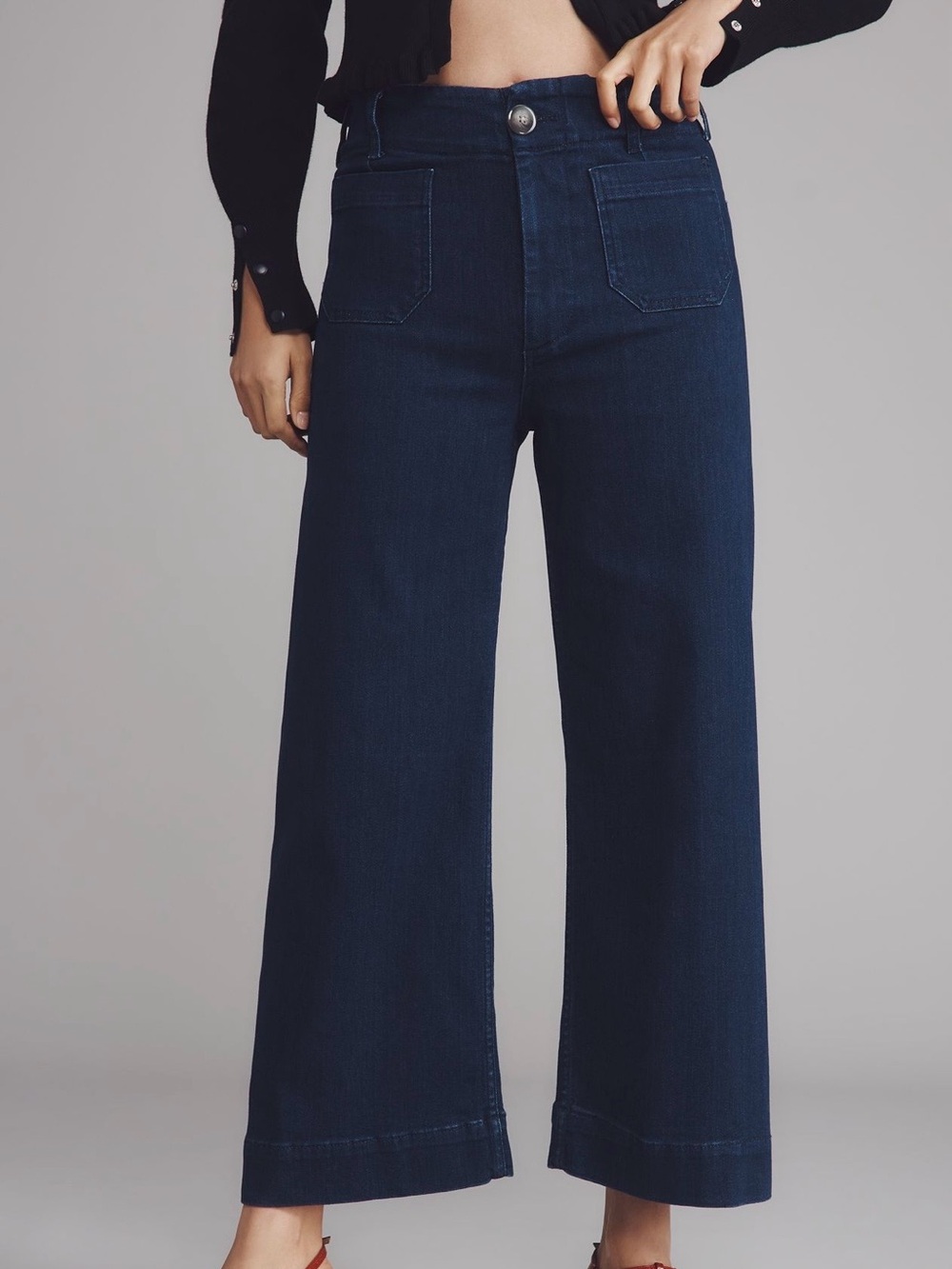 Anthropologie by Maeve THE COLETTE Crop Wide Leg Jean in Dark Denim SIZE 24 TALL